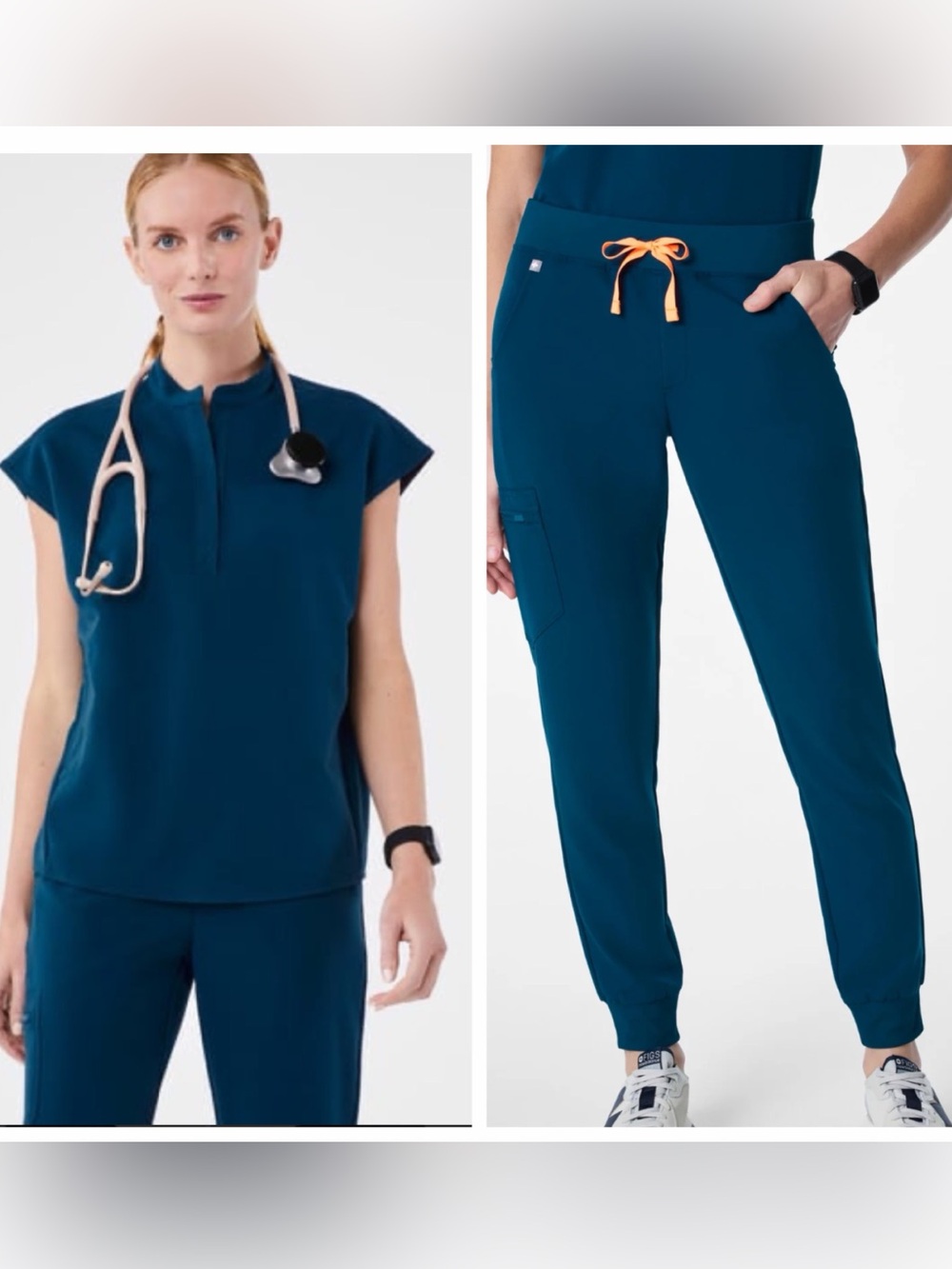 Figs Women's Teal Deep Reef Scrubs Set
